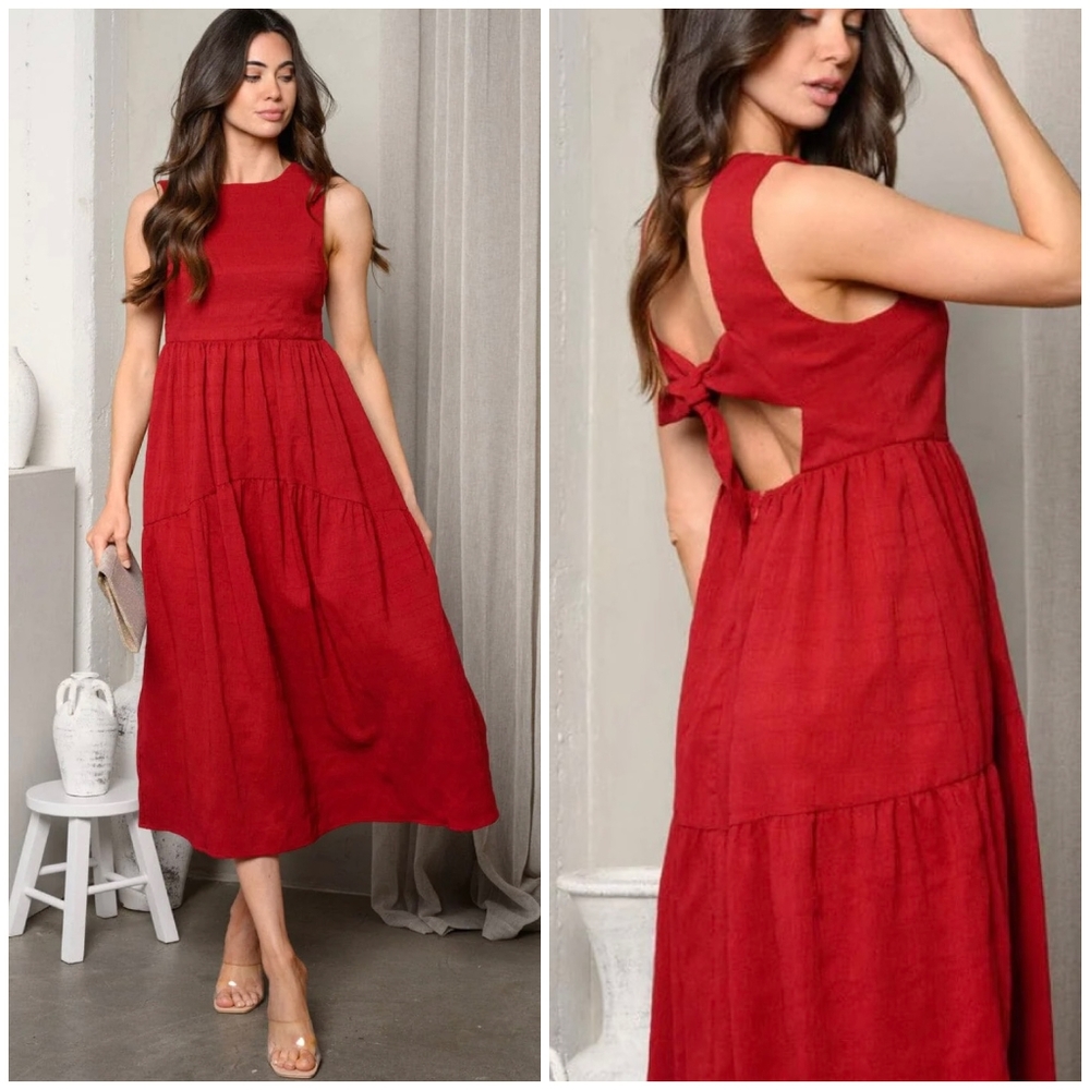 Jacquie The Label Dark Red Midi Dress - Picture 5 of 5